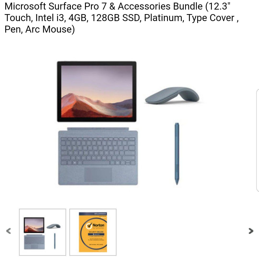 Surface pro 7 with accessories. Pen, keyboard and arc mouse