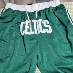 Just Don Men's NBA Boston Celtics Basketball Shorts Made In USA Size 2XL Green