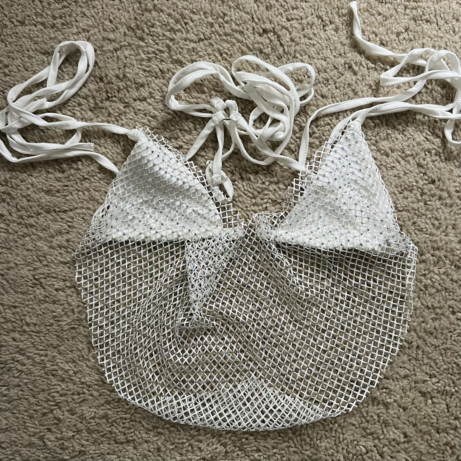 Sister Party White Net Bikini Set