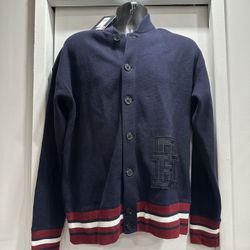 Tommy Hilfiger Bomber Jackets | Men Th Monogram-Medium Size Varsity Bomber Cardigan Desert Sky/ Rwb