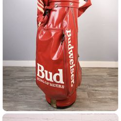 RARE Vintage BUDWEISER Red Golf Bag with Cobra King Club Set and