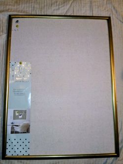 Sheffield Home Elegant Framed Linen Pin Board Gold and Beige