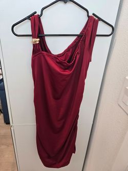 Shein red dress ruched sides