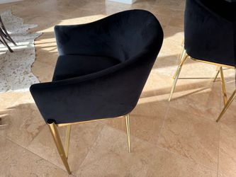 3 Black velvet counter height bar stools
