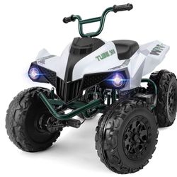 ELEMARA 24V Iron-Frame 2 Seater Ride On ATV For Big Kids,4x4 Bigger Wheels Battery Powered Kids 4 Wheeler,400W Motor With 5 Mph Max Speed,Spring Suspe