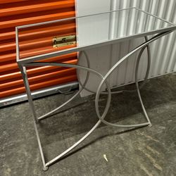 Silver/Chrome Glass Top Console Table