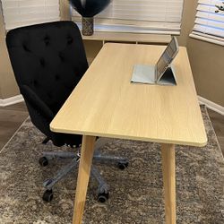 Brand new office desk and chair / area rug / storage cabinet  / olive tree 