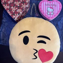 Emoji Pillow, Containers, & Heart Bracelet 