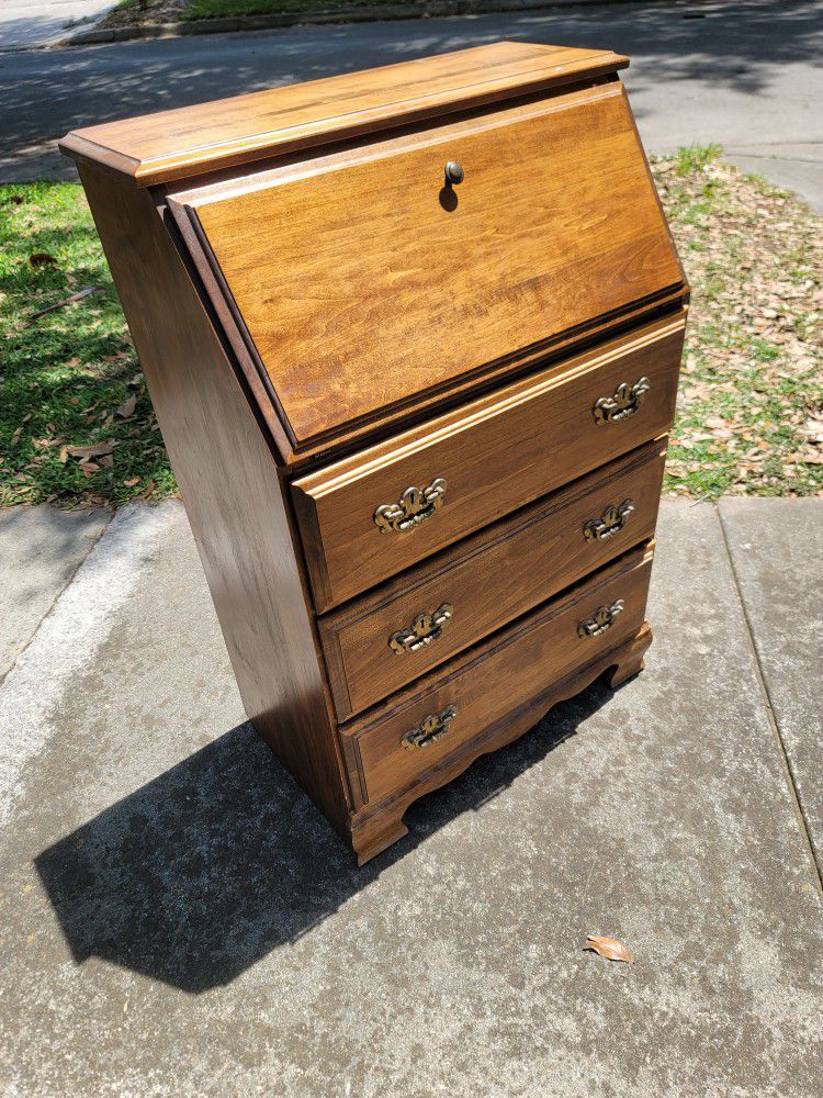 Vintage Colonial Maple Secretary Desk 
