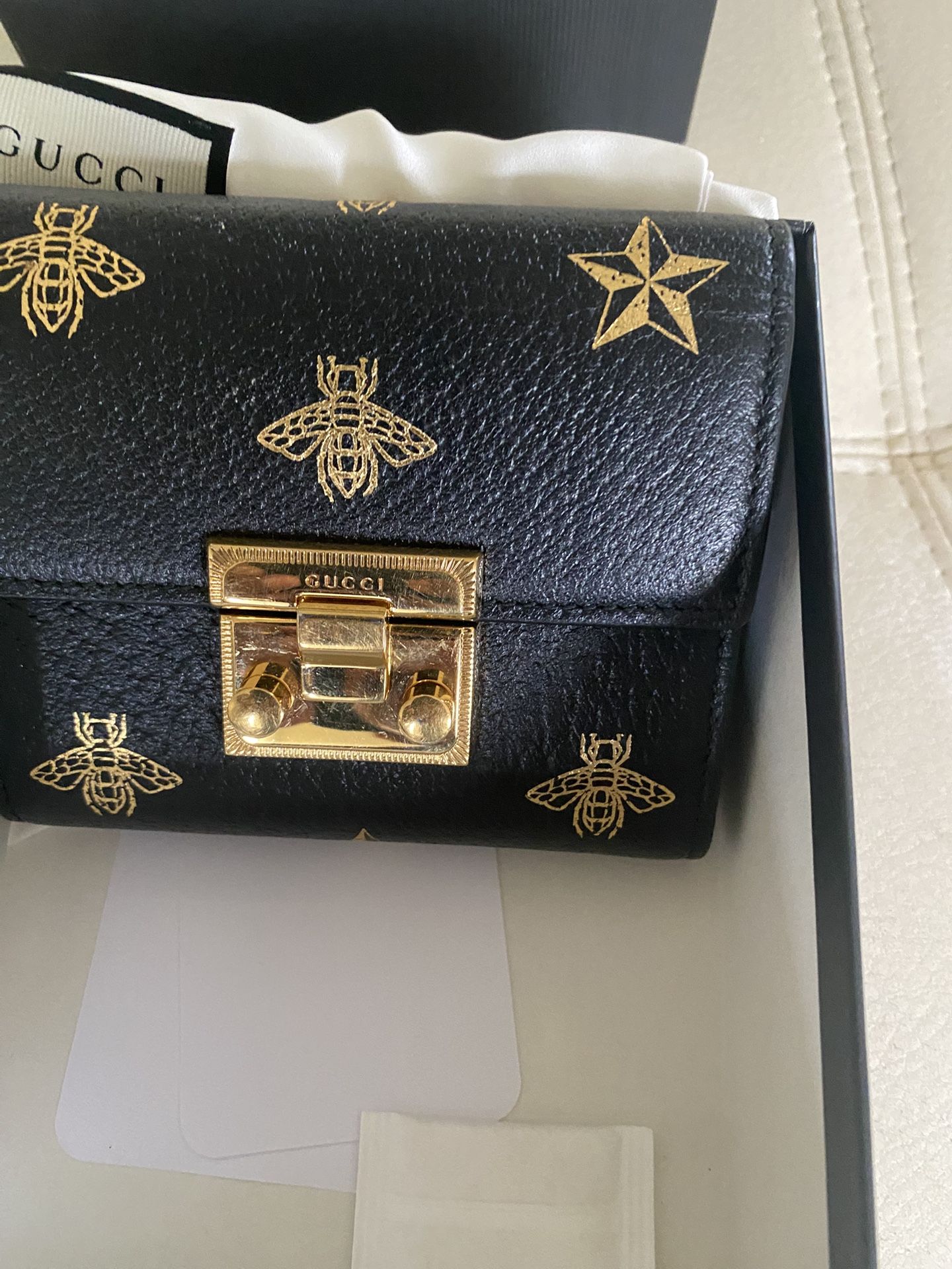 Gucci Bee Star Padlock Wallet in Black