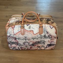 World Map Carry On Duffle Bag Suitcase with Wheels