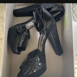 Black Chunky Heels Size 7