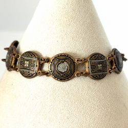 Vintage Spain Damascene  Panel Bracelet