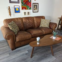 Rooms To Go Brown Leather Sofa - Free Delivery Throughout Omaha