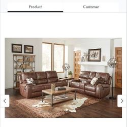 Brown Leather Living room Couch 