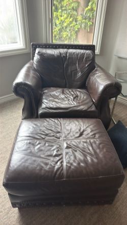 Leather chair and ottoman