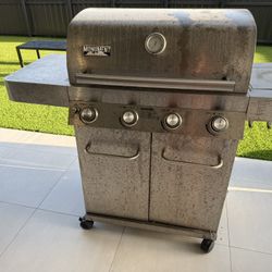 Monument Grills 4-Burner Grill in Stainless And Side Burner 
