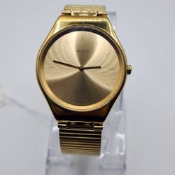 Vintage Swatch Skin / Irony Gold-Tone Men's / Women's Quartz Watch with Expansion Bracelet