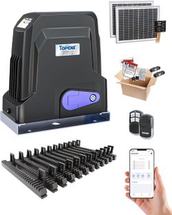 Smart Solar Sliding Gate Opener 1300lb 40ft WiFi App Remote Control Motor Kit