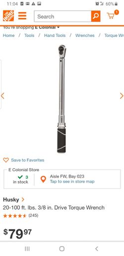 Husky 20-100 ft. lbs. 3/8 in. Drive Torque Wrench
