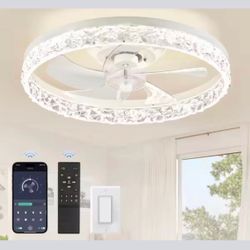 20 in. Smart Indoor Fresh White Crystal Flush Mount Color Changing LED Ceiling Fan with Light Kit and Remote App Control.   We have 3 LED ceiling fans