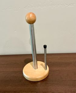 Maple Wood and Chrome Paper Towel Vertical Holder