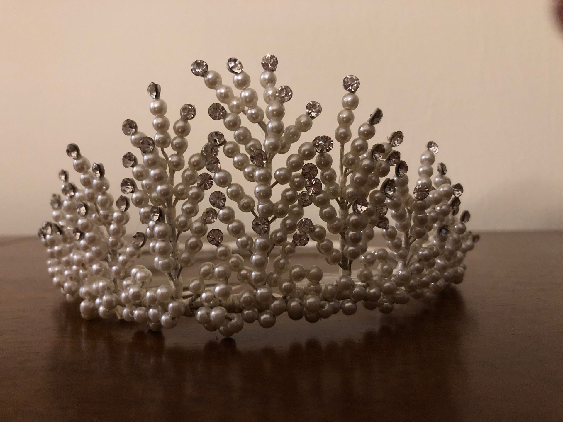 Beautiful faux pearl and crystal tiara/crown.