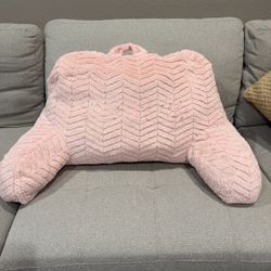 Pink Plush Reading Pillow with Arms