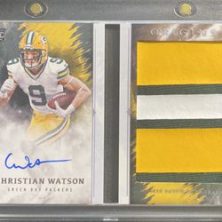 2022 Origins Christian Watson RPA Booklet 1/49 3 Color Green Bay Stripe Packers