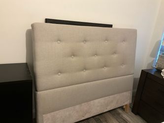 Full/Queen Size Beige Linen Headboard