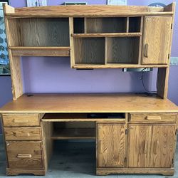 Oak Desk With Detachable Shelving Unit