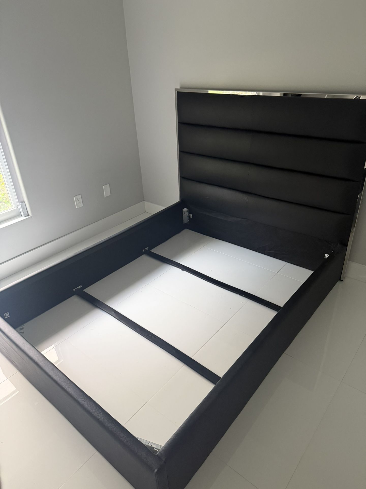 Queen Bed Frame, Mattress, And Box
