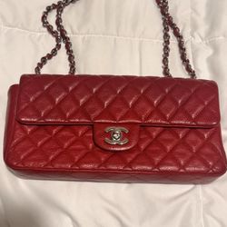 REAL USED CHANEL CALFSKIN RED BAG