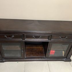 Solid Wood Media Console / Sideboard with Glass Cabinets