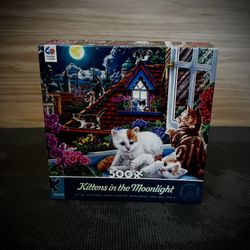 500-Piece Puzzle — Kittens in the Moonlight — Brand New
