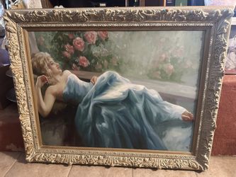 Framed painting of girl