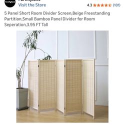 Brand New 5 Panel Short Bamboo Room Divider 