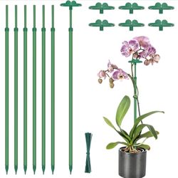 🌼💰1️⃣0️⃣ Extendable Plant Stakes, Length Scalable from 17.5IN to 30.1IN Plant Support Stake, Orchid Sticks with Clips for Indoor Outdoor,Garden Stak
