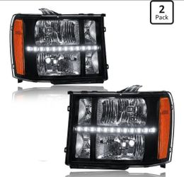 For 2007-2013 GMC Sierra 1(contact info removed)HD 3500HD LED Black Housing Headlights