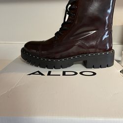 Aldo Burgundy Boots W/ Silver Stud Trim- 7.5