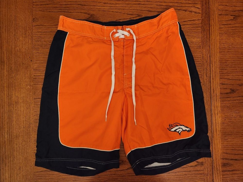 DENVER BRONCOS BATHING SUIT, NFL TEAM APPAREL, SIZE L, NEVER USED