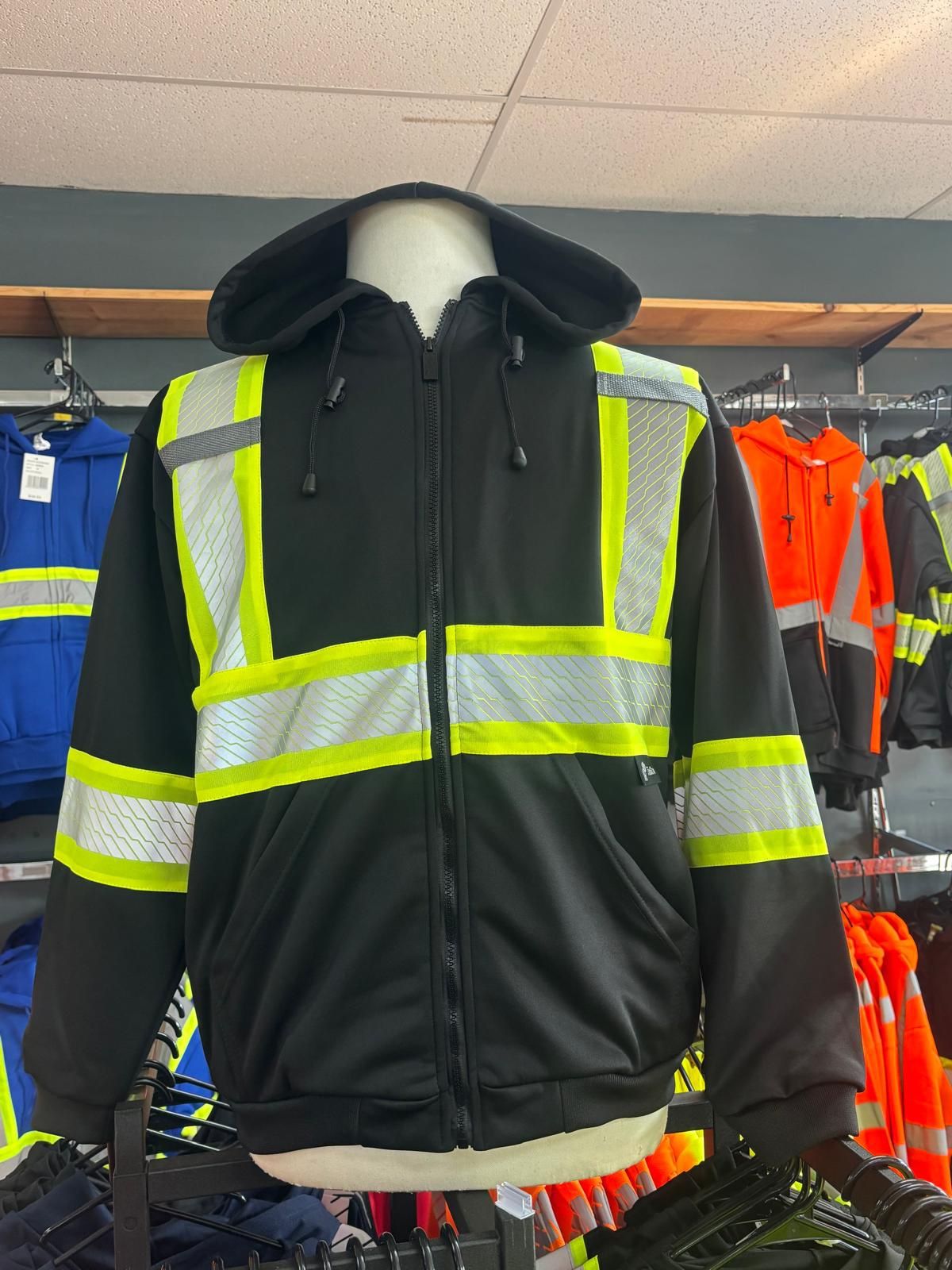 Black Safety Zipper Hoodie