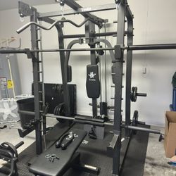 All-in-One Home Gym Power Rack with Bench & Attachments