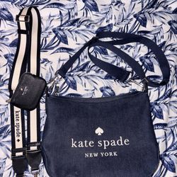 Kate Spade Denim Crossbody Bag With Extra Strap