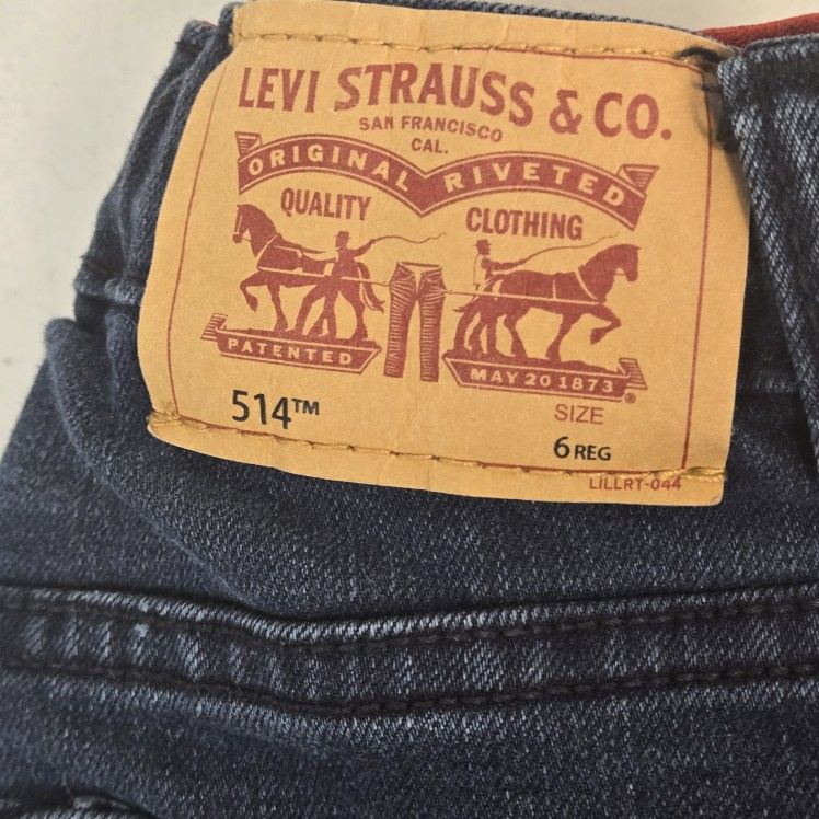 Levi's 514 classic straight denim, blue jeans, boy size 6 regular