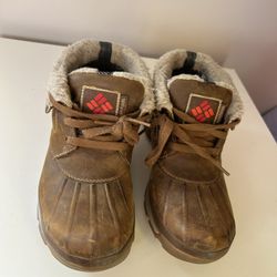 Columbia Brown Leather Winter Boots with Fur Lining size 7