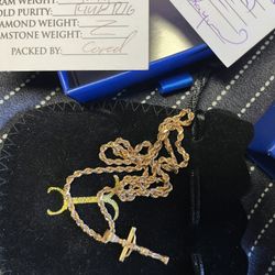 Jacoje 3mm 22in 14k Rose Gold Rope Chain And Mini Crucifix 