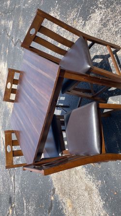 Wood Dining Table with 4 Chairs