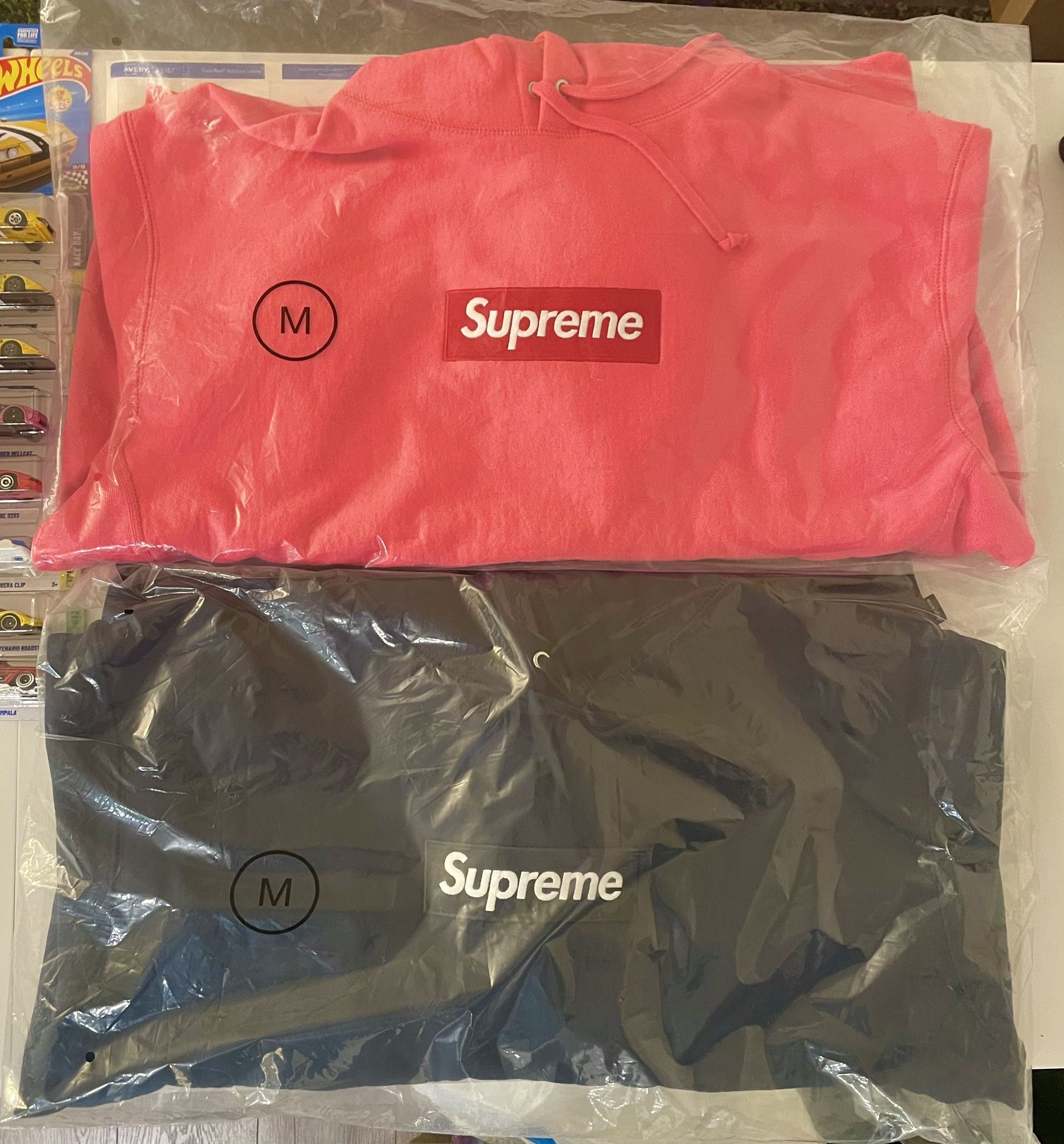 Supreme Box Logo Hoodie M Medium Navy Blue Pink