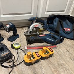 Ryobi Power Tools 18V ONE+ SUPER COMBO KIT Drill Saw Laser air Girl Level 